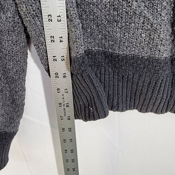 Theory Wool Two Tone Gray Black Long Sleeve Crew Neck Sweater Small P - Picture 9 of 10